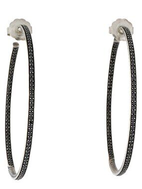 David Yurman- 2.09ctw Diamond, 14K White Gold, SS Inside-Out Cable Hoop Earrings